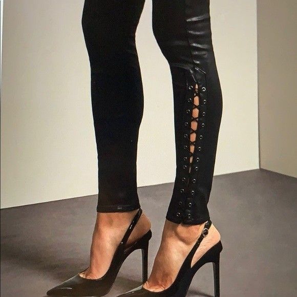 AG Adriano Goldschmied Jeans Women 27 Black Faux Leather Pants Farrah Skinny NEW - Picture 7 of 15